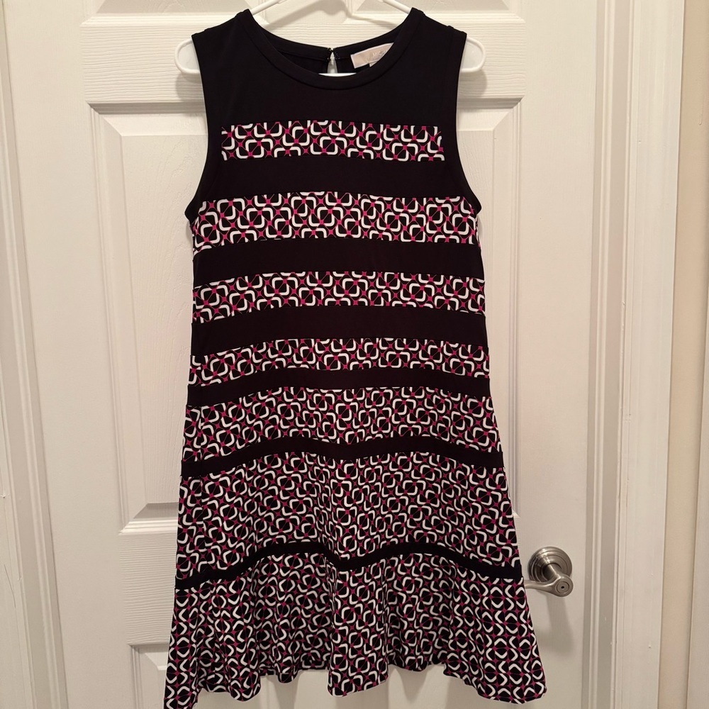 Michael Kors Womens Geometric Print Shift Dress Size L Casual Stylish - Picture 2 of 8